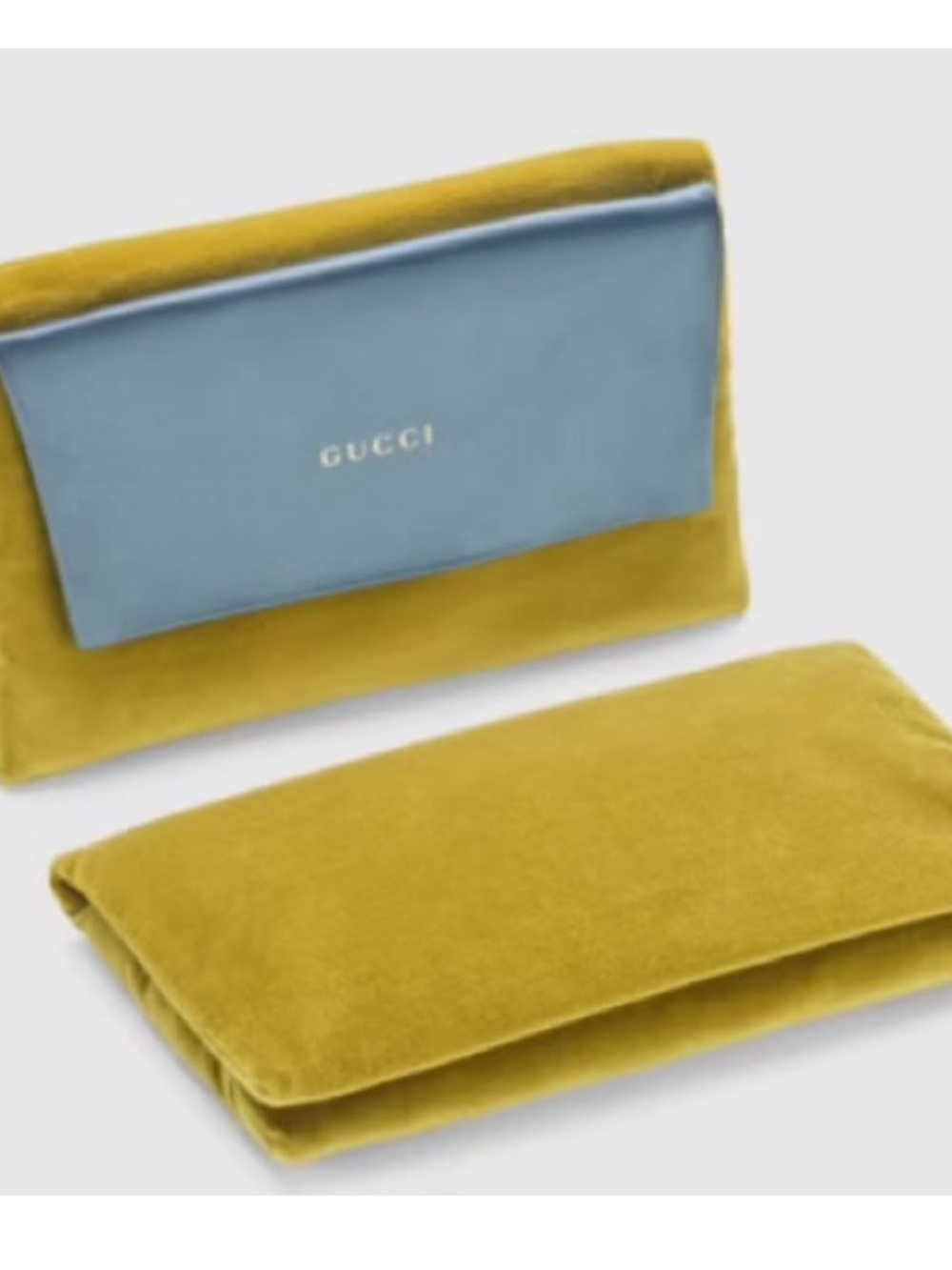 Gucci Chartreuse green/yellow Velvet Foldover sunglass Clutch